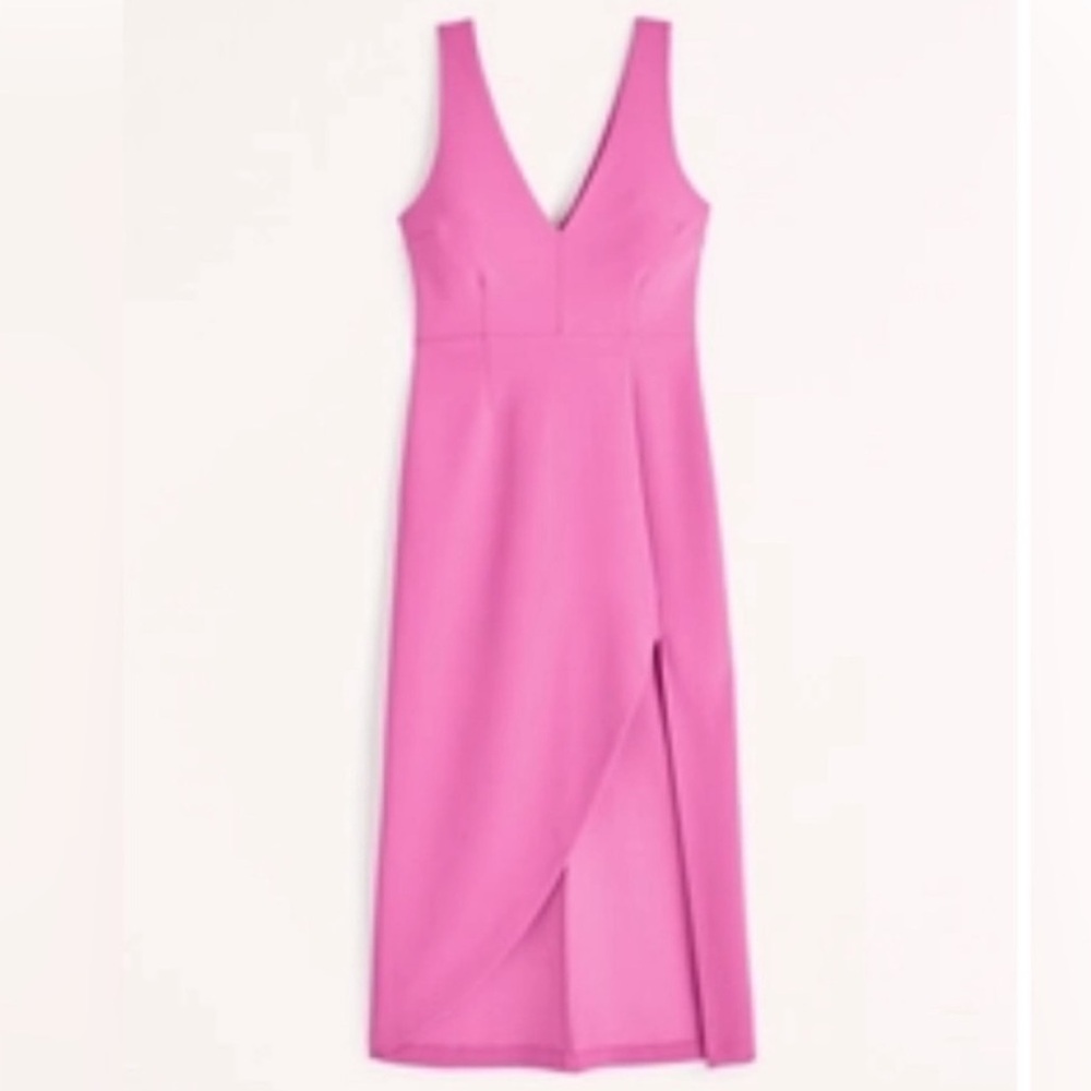 Abercrombie & Fitch V Neck Side Split Midi Dress